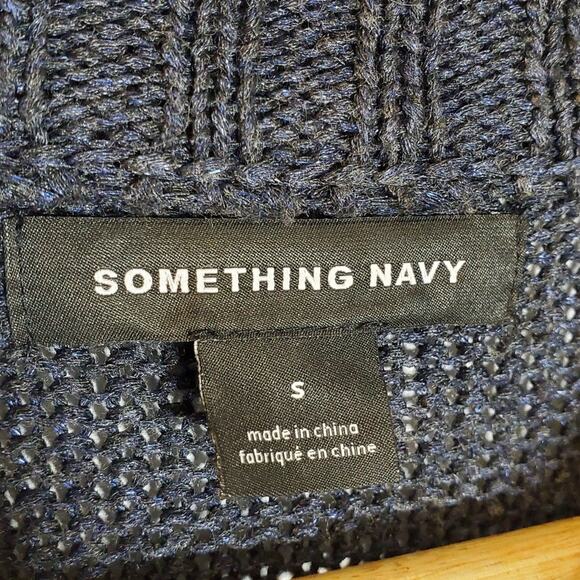 Something Navy Blue open knit slouchy oversized sweater Size Small - Picture 3 of 8